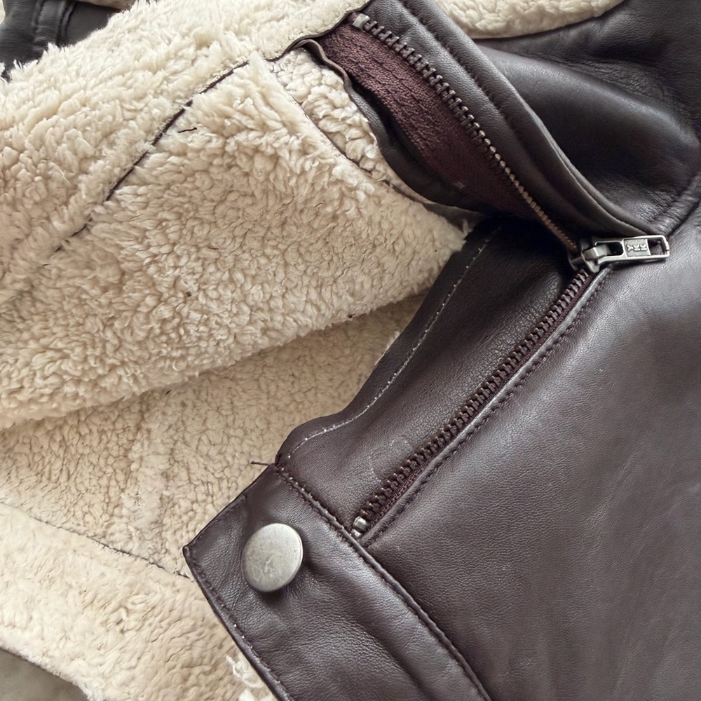 Understated Leather Faux Shearling Leather Shorts Vintage Brown Size S NWT - Picture 4 of 8